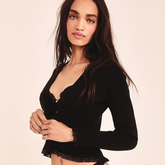 For Love & Lemons Nina Cardigan Black XS - Picture 2 of 11